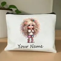 Testo de nom personnalisé, trousse de maquillage de dessin animé arc-en-ciel pour fille mignonne, organisateur de cosmétiques pour femmes, pochette Durable, trousse de toilette, trousse à crayons 6