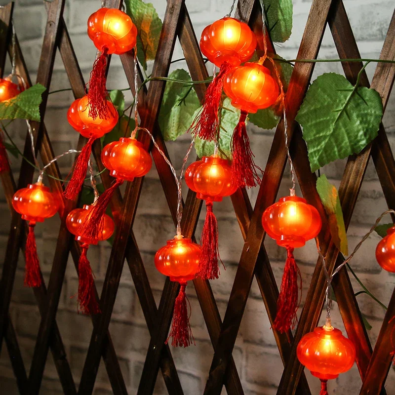 

New Year Lantern Decoration For Home 20LED Red Lantern Spring Festival Holiday Supplies Lamp Layout Lights Festive pendant