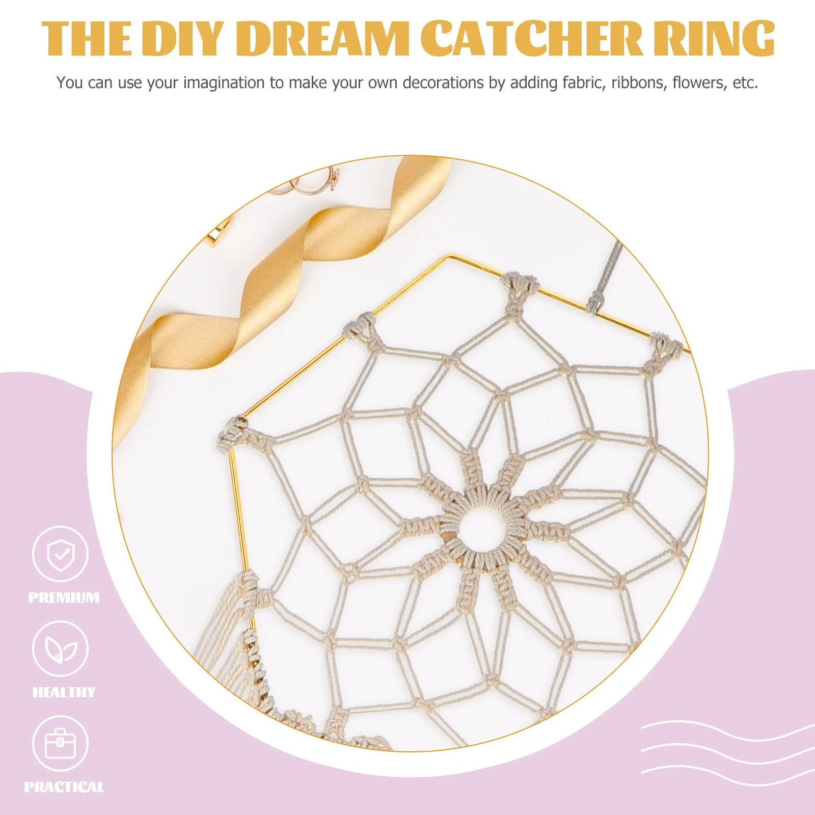 10 Pcs Golden Hexagon DIY Dreamcatcher Hoop Wall Decoration Garland Christmas Metal Hoops Iron Crafts Wire Ring Tinsel 6