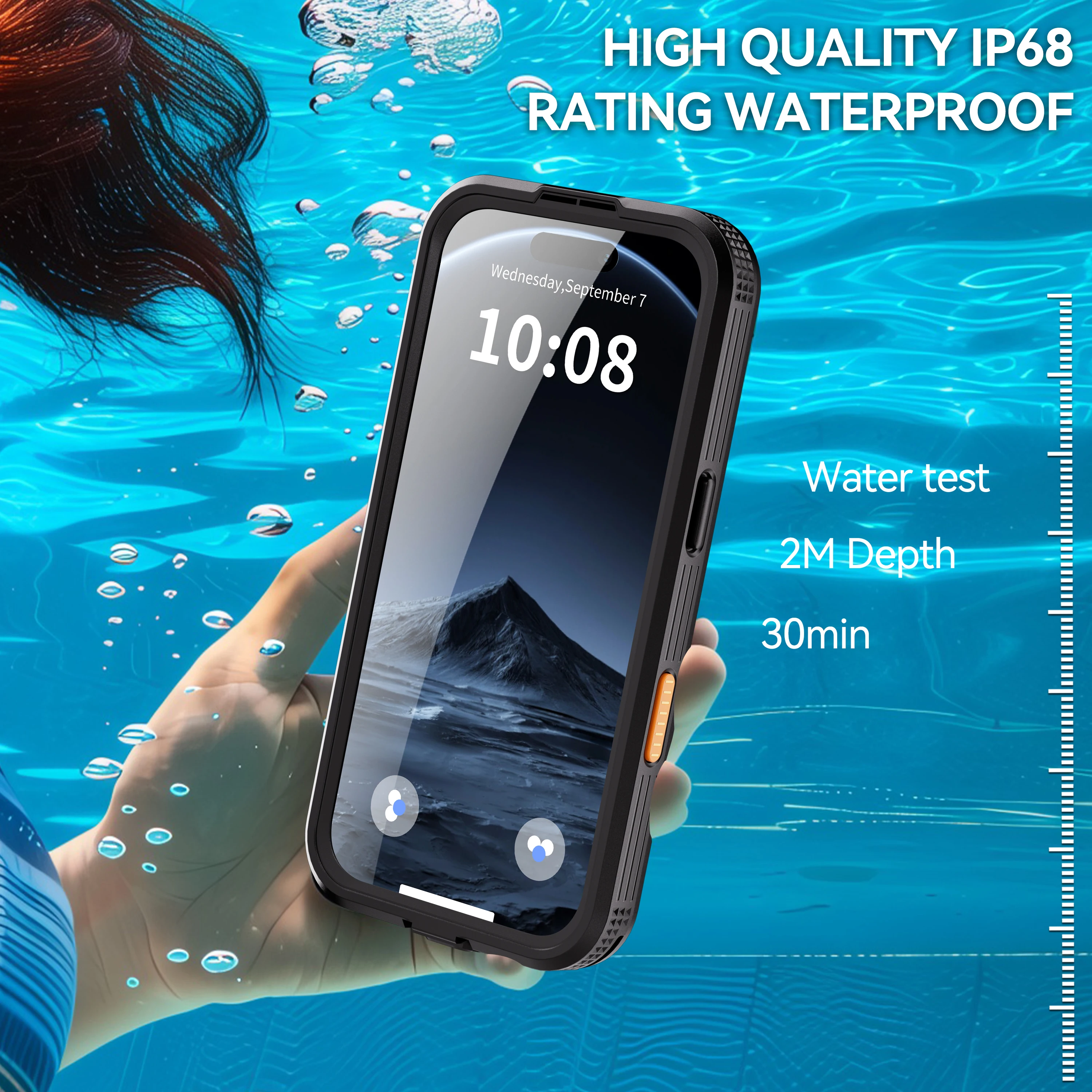 Universal IP68 Waterproof Phone Case with Floating Ring and Touch Accessibility