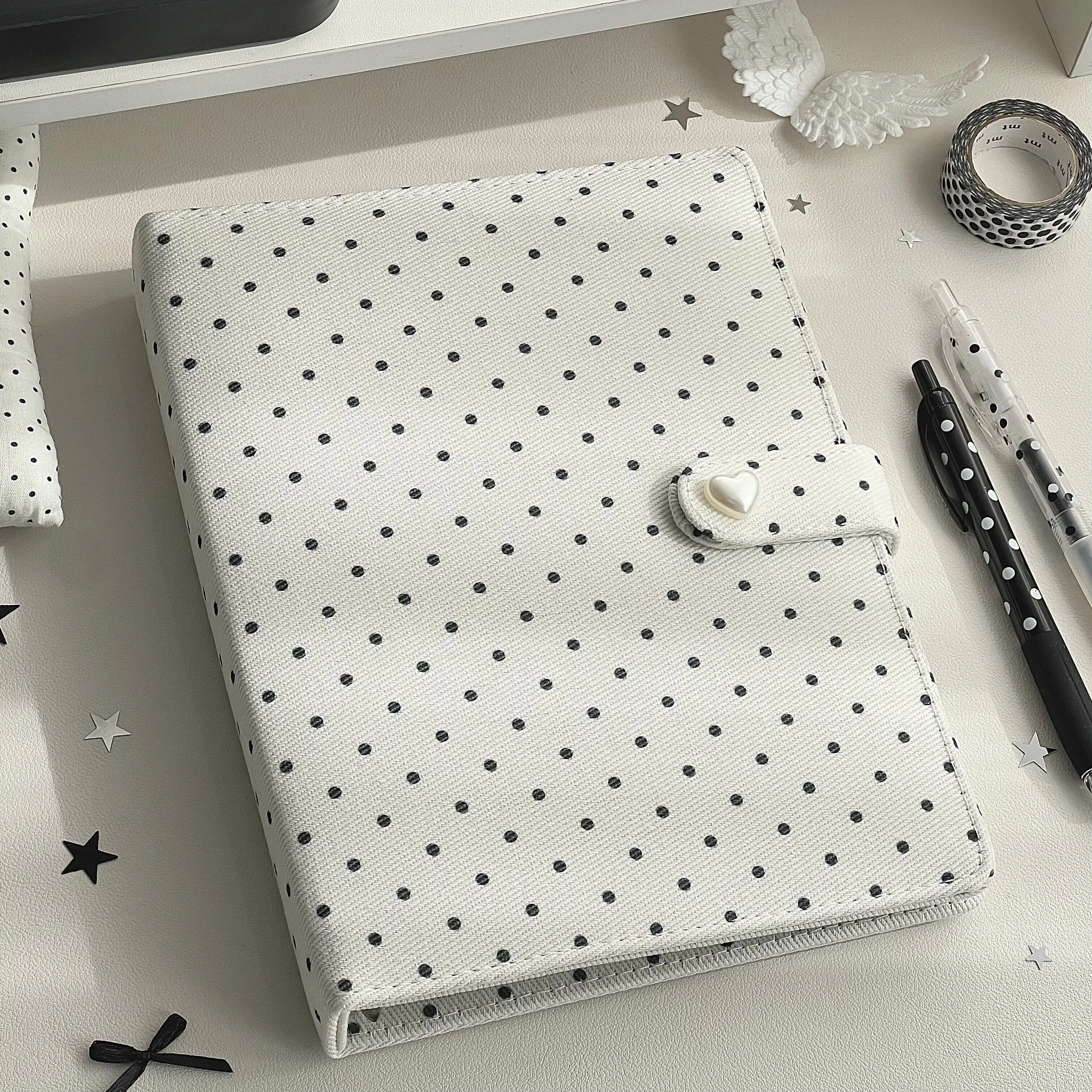 A5 White Polka Dot