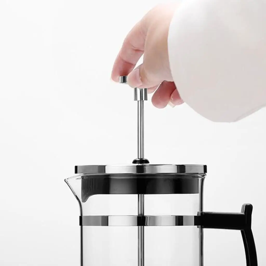 Stainless Glass French Press Espresso Coffee Maker Carafe 350ml 12oz Silver