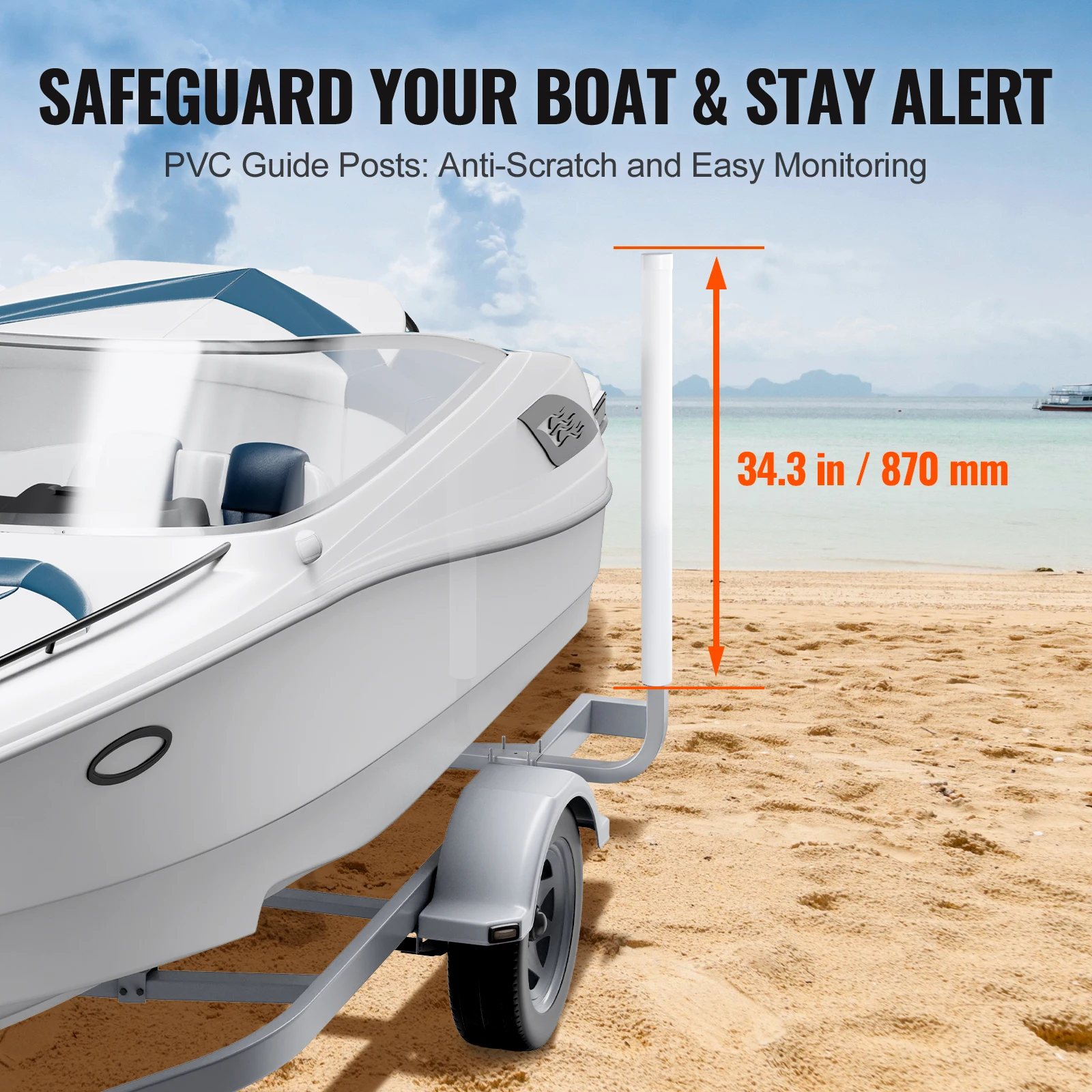2PCS Boat Trailer Guide Rustproof Galvanized Steel Trailer Guide ons Guides with PVC Pipes for Boat boat trailer guide
