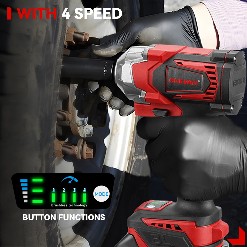 Impact Wrench 1200N.M Torque Brushless Electric Impact Wrench 1/2Inch Cordless Wrench Screwdriver Power Tool For Makita 18V Battery Pin