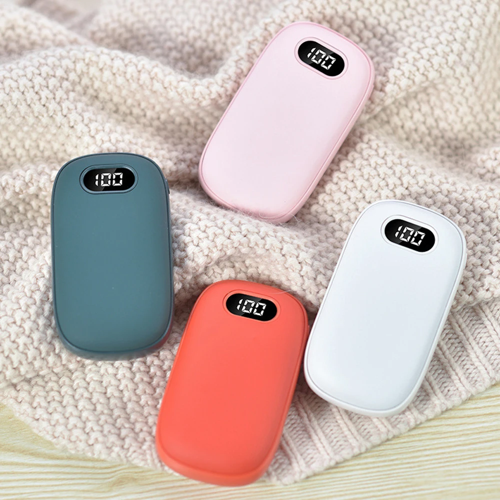2-in-1 USB Hand Warmer Mobile Power Charging Hand Warmer Hot water Bag with Digital Display Rechargeable Electric Power Bank