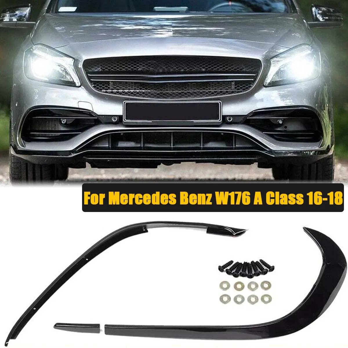 W176 Paraurti Anteriore Splitter Laterale Air Knife Spoiler Cover Per Mercedes Benz Classe A A200 A220 A45 Amg 2016-2018 Accessori Auto