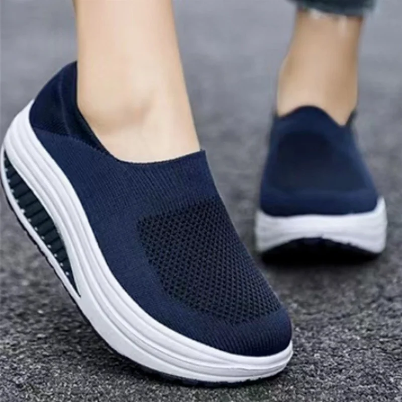 

Female Sports Shoes 2022 New Summer Solid Color Simple Mesh Round Toe Women's Thick Bottom Vulcanized Shoes Casual Women's Shoes