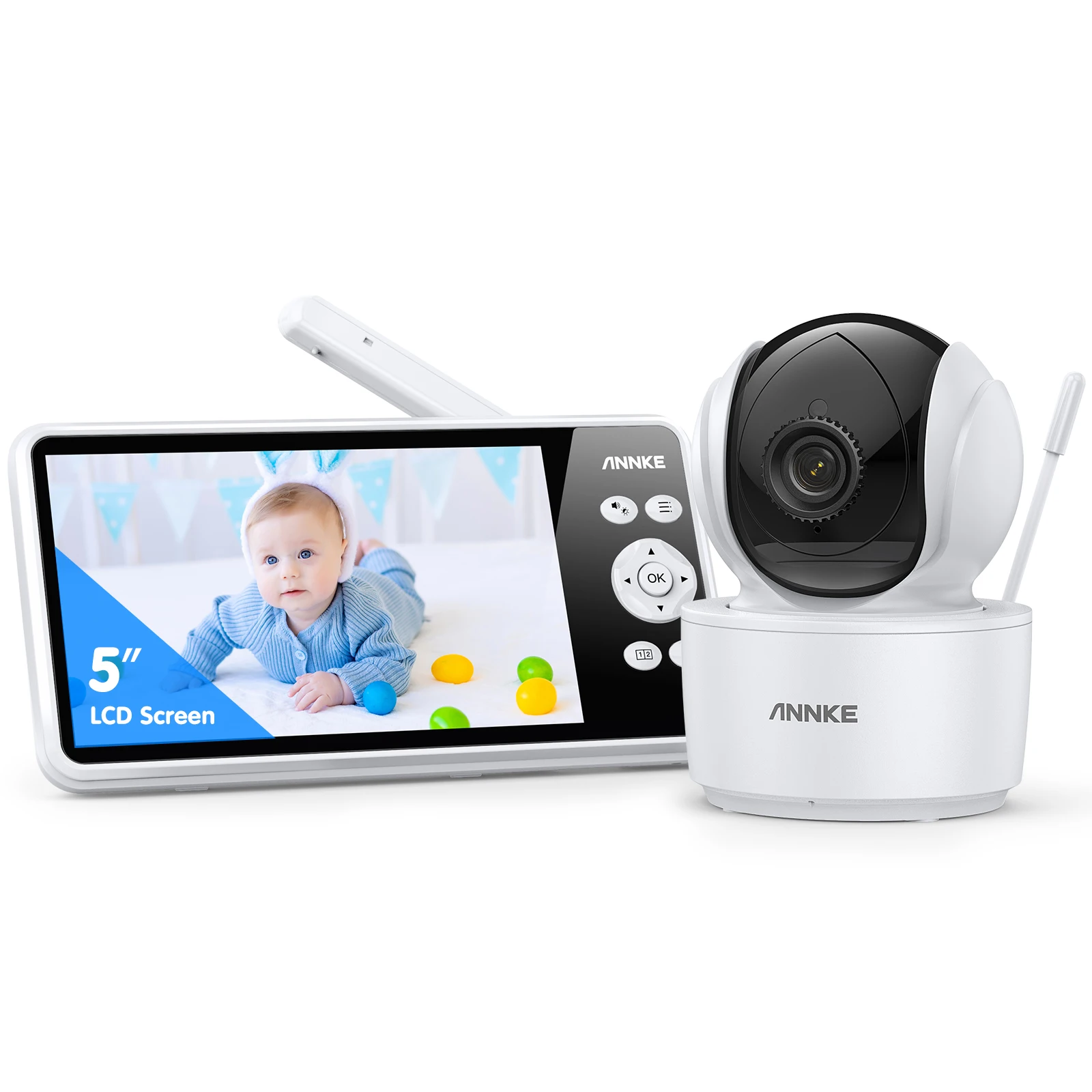 

Annke 5 Inch LCD Monitor Baby Video Camera Wifi Night Vision Temperature 2X Zoom 2-Way Audio Baby Monitor With Camera And Audio