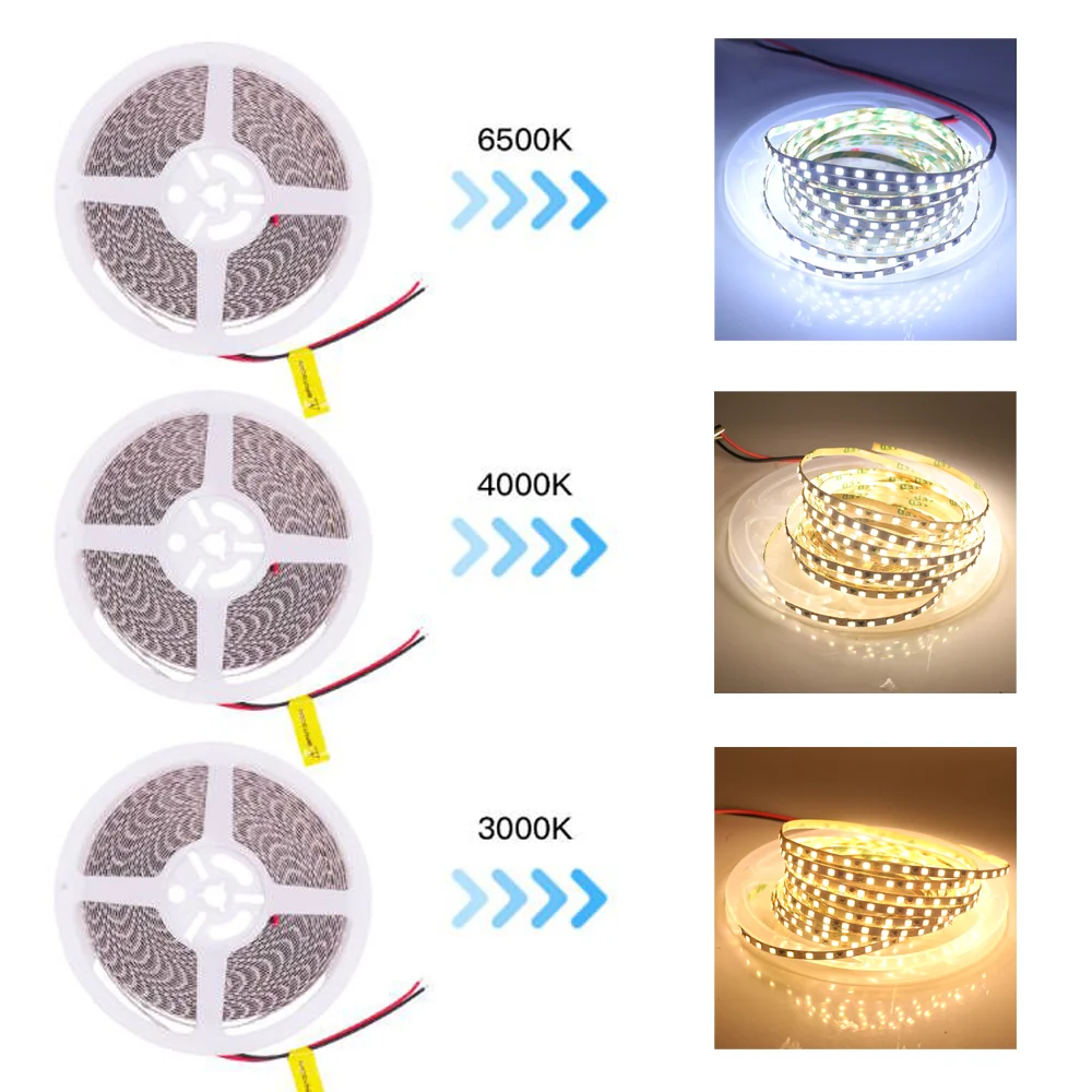 DC 12V LED Strip Light Indoor Decoration 2835 SMD 120 240 LEDs/m Flexible Ribbon Orange Lighting 5M 4mm 8mm 10mm Width LED Light