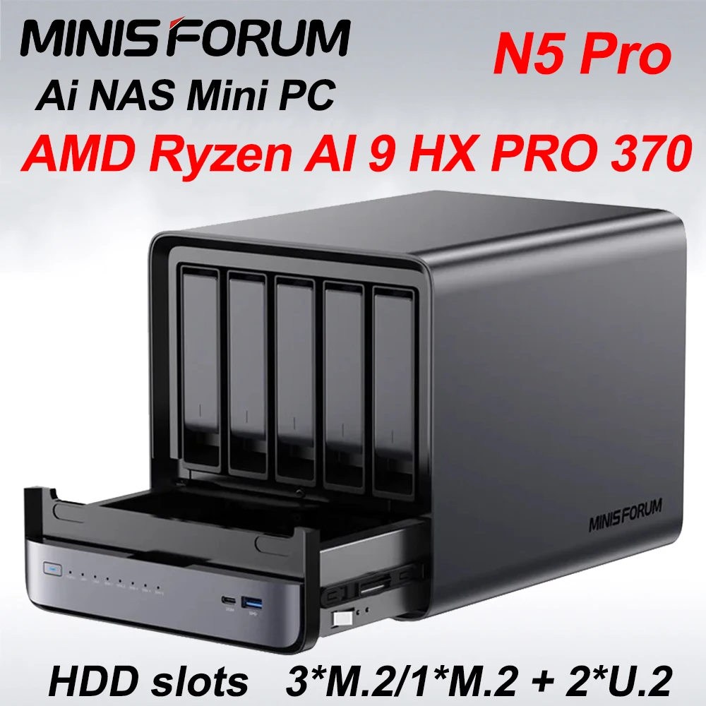 MINISFORUM N5 PRO NAS Mini PC AMD Ryzen AI HX PRO 370 Support