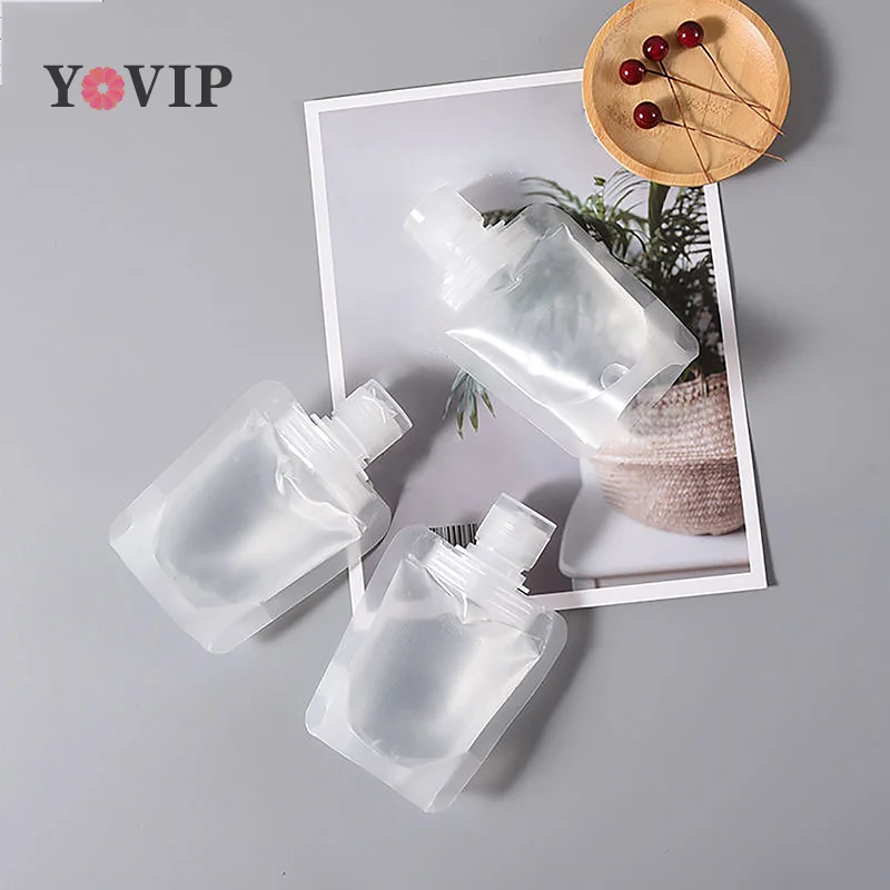 

1PC Transparent Clamshell Packaging Bag Plastic Stand Up Spout Pouch Portable Travel Lotion Shampoo Fluid Makeup Packing Bag