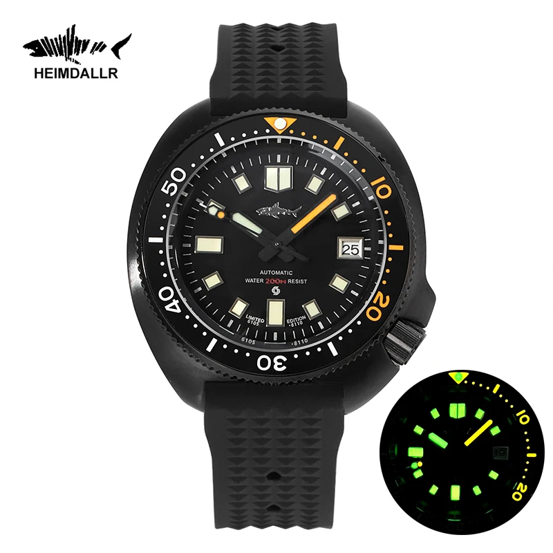 

Мужские часы Heimdallr 44 мм PVD 6105, часы для погружения в черепахи, Япония NH35 Move Men t автоматические водонепроницаемые наручные часы с керамическим циферблатом 200 м
