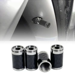 4PCS Premium Carbon Fiber Metal Tire Valve Caps (4pcs)