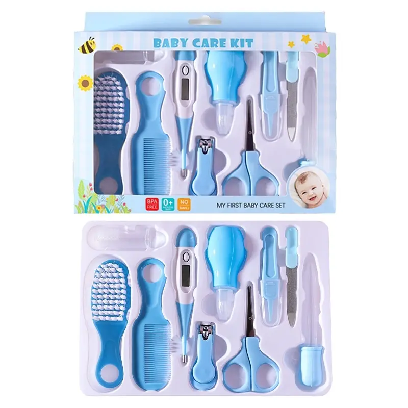 10PCS/Set Baby Health Care Kit Kids Nail Hair Health Care Thermometer Grooming Brush Clipper Teether Toothbrush Baby Essentials Baby & Maternity