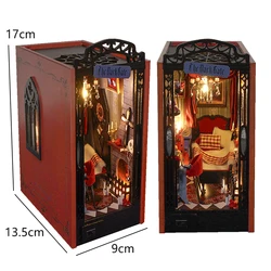 Wooden Miniature Dollhouse Bookshelf Room 3D Puzzle Set - Creative Bookend Toys (TL9)