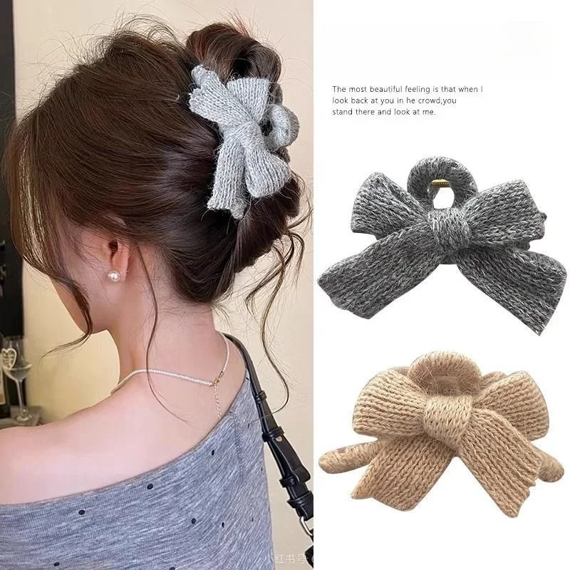 Herbst und Winter Plüsch Schleife Halteklammer Wolle Krallenklammer Accesorios Para El Cabello Yngк Gabri Волос Haarschmuck für Frauen