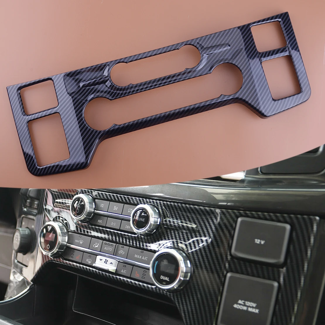 

Отделка для панели автомобиля, отделка из АБС-пластика, подходит для Ford F150, 2021, 2022, черный, из углеродного волокна, стильный АБС