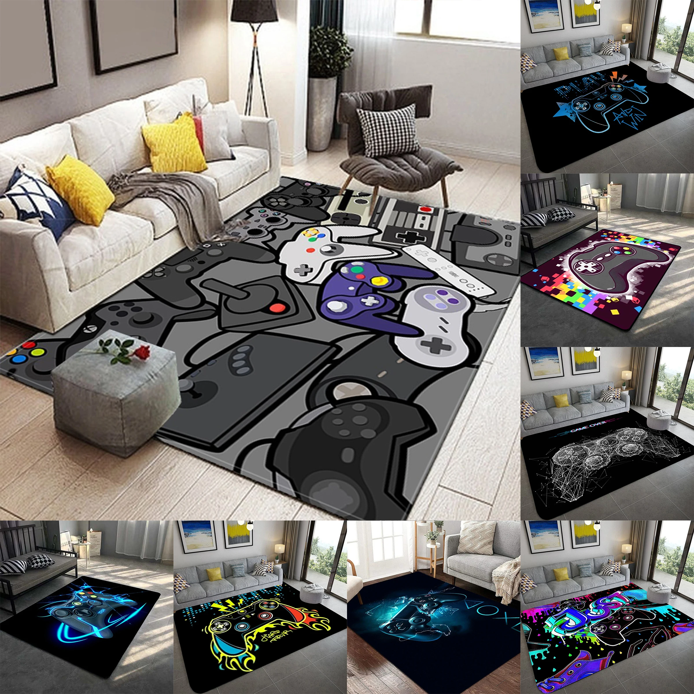 

Gamer Controller Area Rugs Non-Slip Floor Mat Doormats Home Runner Rug Carpet for Bedroom Indoor Outdoor Kids Play Mat Alfombra