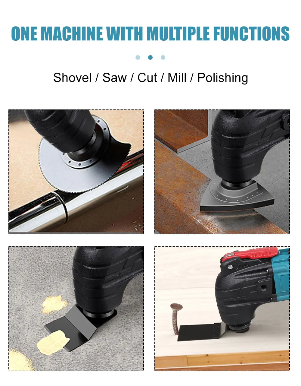 Drillpro Cordless Oscillating Tool Renovator Electric Trimmer Multi-Tools Shovel Cutting Machine for Makita 18V Battery 4