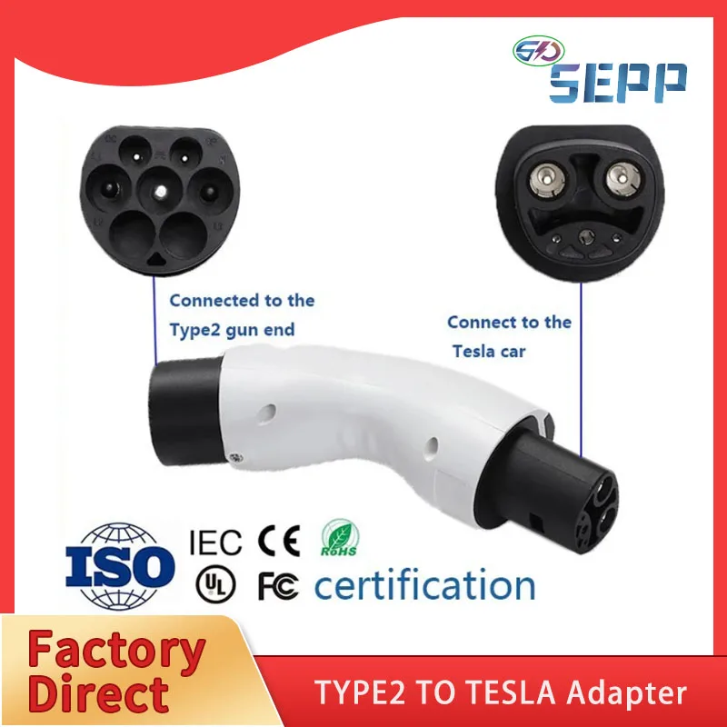 

Type 2 to Tesla 32A 7KW EU TPC Plug Adapter AC Type2 Tesla Adaptor EV Charger IEC 62196 Socket for Tesla Model