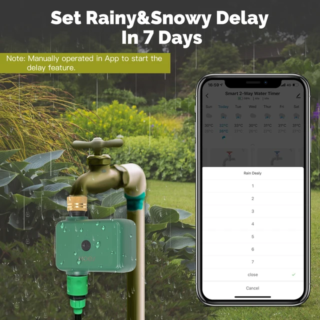 MOES Tuya Smart Bluetooth Water Timer 1-Outlet Valve Sprinkler Rain Delay Filter Washer Auto Programmable Controller App Control 4