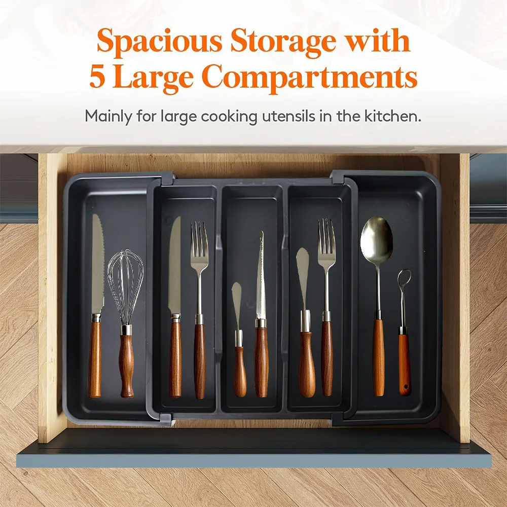 Extended Tableware Storage Box Cook Utensil Organizer PP Material Adjustable Kitchen Knife Fork Storage Divider Cutlery Holder