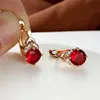 Luxury Female Crystal Stone Earrings Charm Gold Color Birthstone Earrings Classic Round Red Zircon Hoop Earrings For Women Party