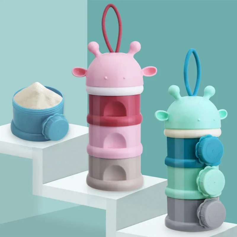 3Layer Cartoon Bunny Portable Baby Food Storag Box Multiple Opening Cereal Cartoon Infant Milk Powder Box Toddle Snack Container