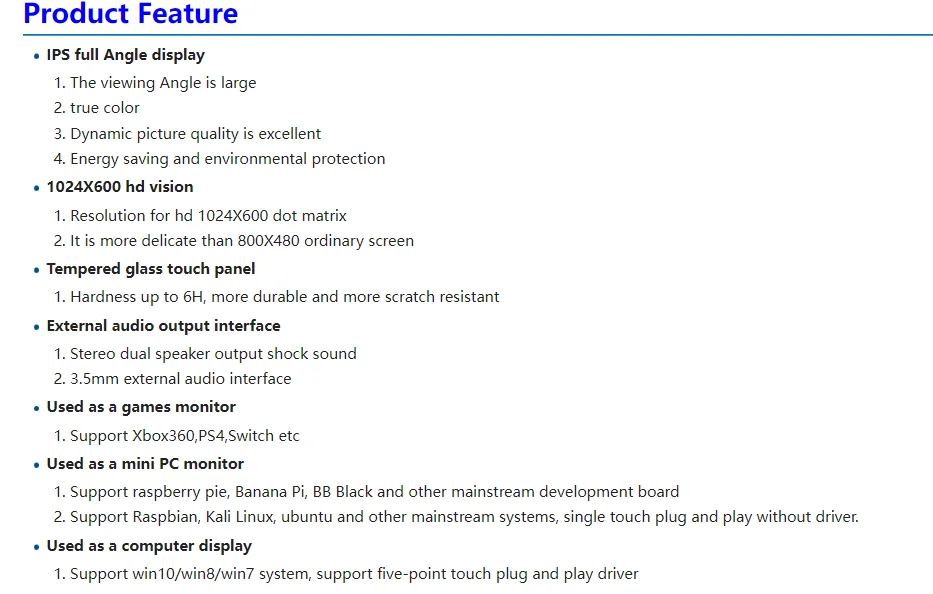 HDMI Kapazitiver Resistiver Touchscreen LCD-Bildschirm 3,5' 4' 5' 7' 10,1' Zoll 1024*600 800*480 für Raspberry Pi Win7/Win8/Win10 – Detail 23