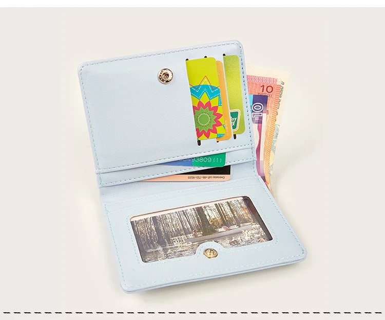 Solid PU mini wallet stacked view