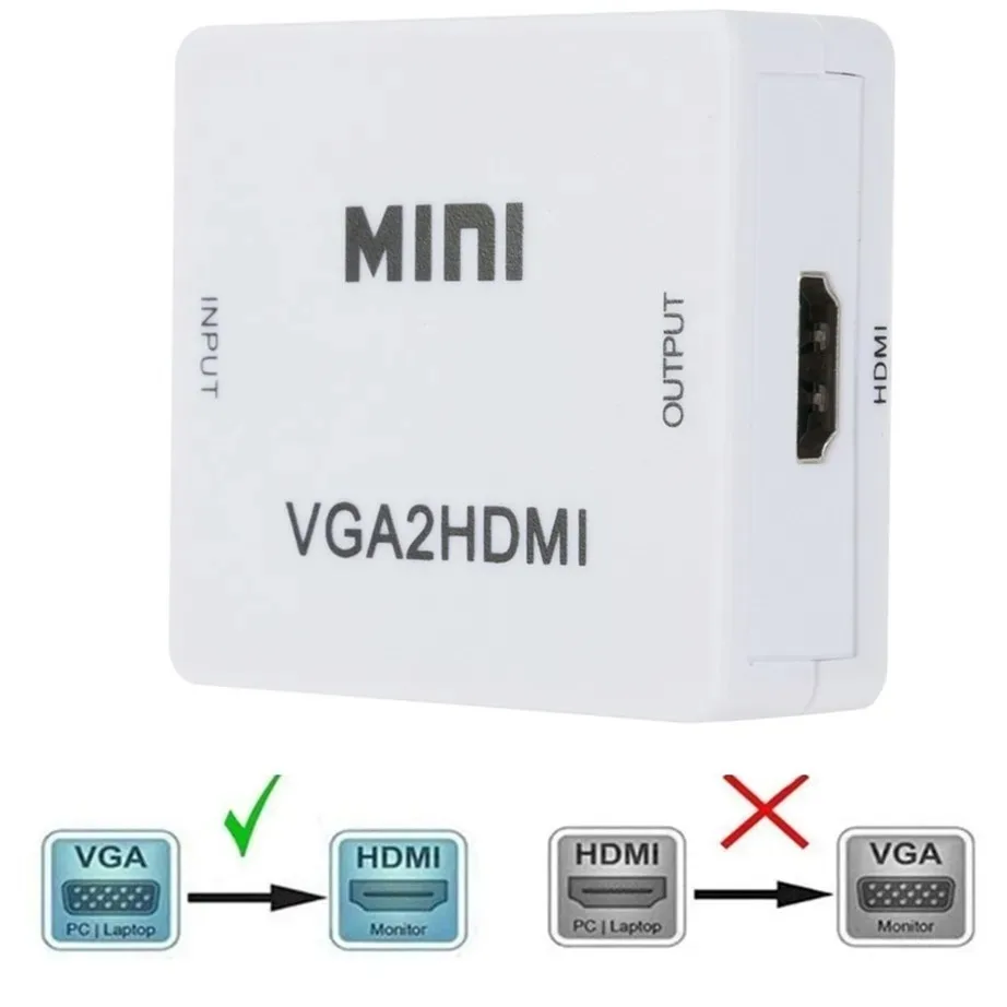 HD 1080P VGA to HDMI-Compatible Video Adapter Converter YIGETOHDE VGA2HDMI Converter With Audio for PC Laptop to HDTV Projector