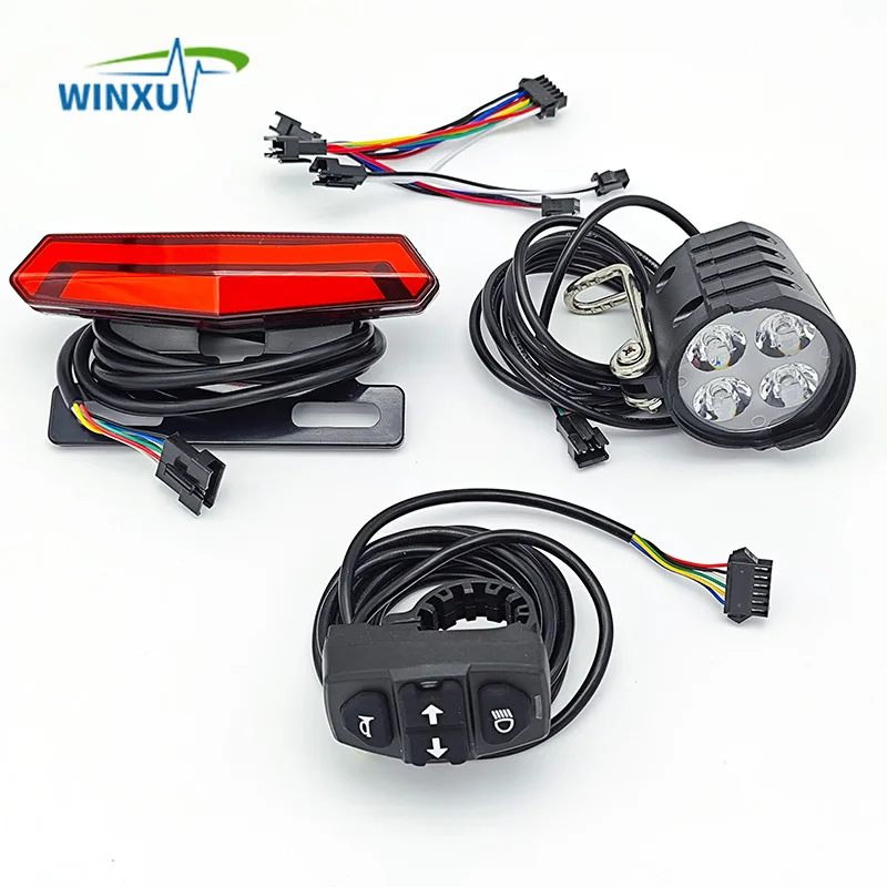 36V 48V 60V E-Bike Scheinwerfer Rücklicht Links Rechts Blinker Niedriges Bremslicht Integrierter Schalter Universal Kit für Elektrofahrrad