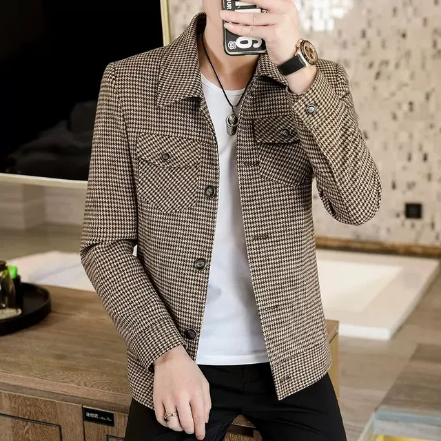 Cappotto Invernale Cappotto Quadretti Uomo UHYTGF Autunno Inverno