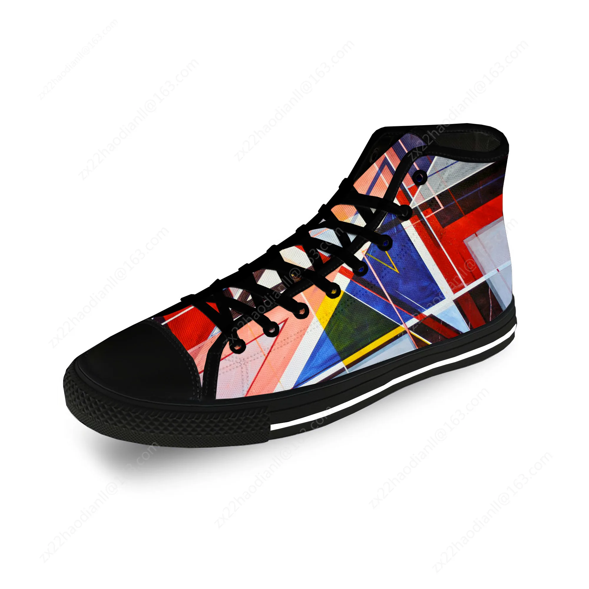 Multicolor Geometry Color Casual Cloth Fashion 3D Print High Top Canvas Shoes Men Women Lightweight Breathable Sneakers