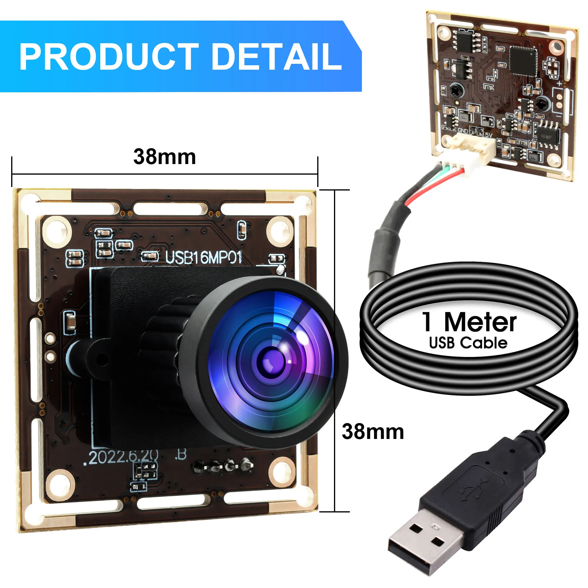 ELP 16MP USB Camera Module Wide Angle PC Webcam with