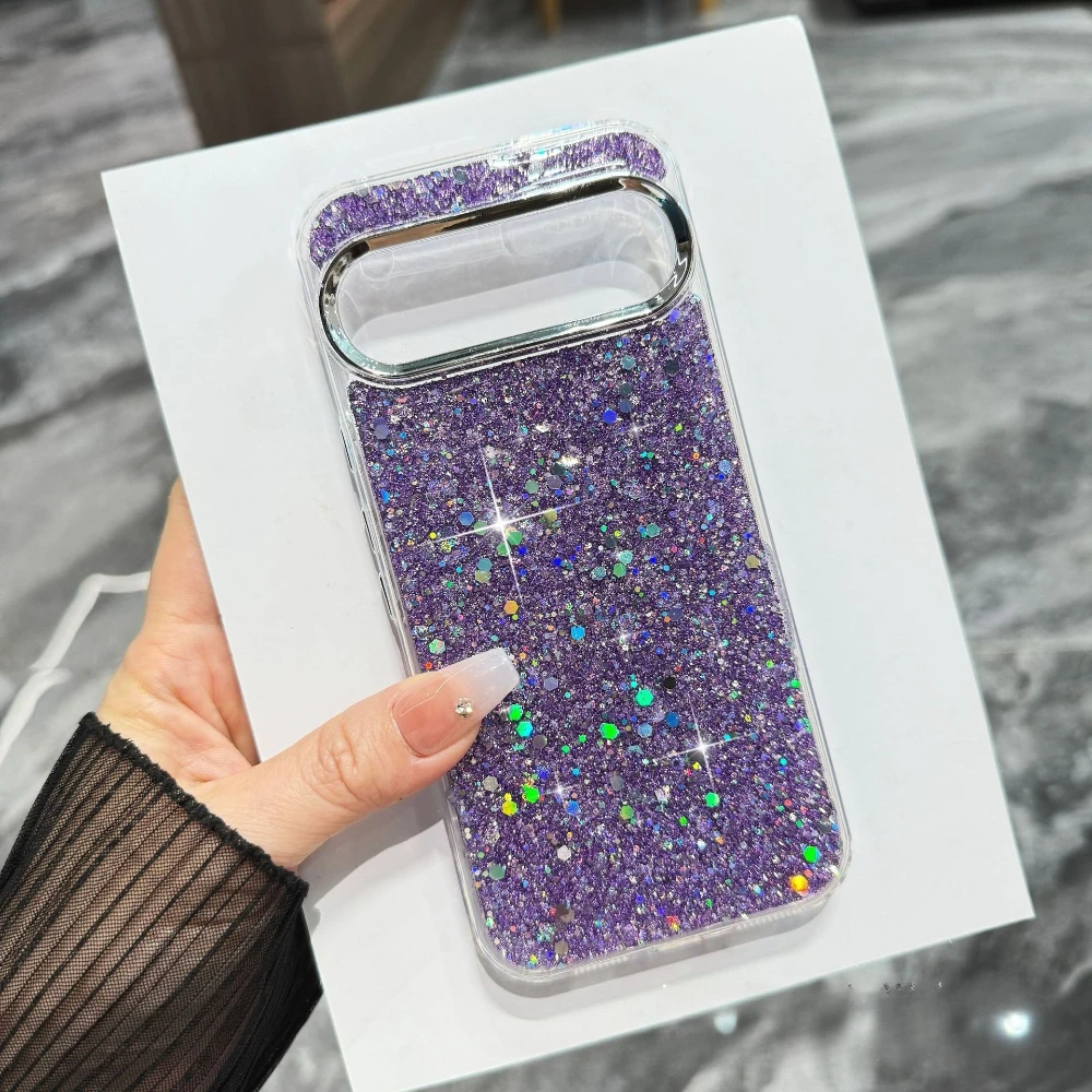 Sparkling Crystal Glitter Sequin Shockproof Phone Case with Epoxy Silicone Bling Back Cover