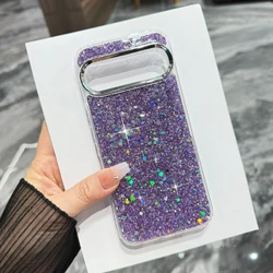 Sparkling Crystal Glitter Sequin Shockproof Phone Case with Epoxy Silicone Bling Back Cover - Google Pixel 8 Pro (Purple)