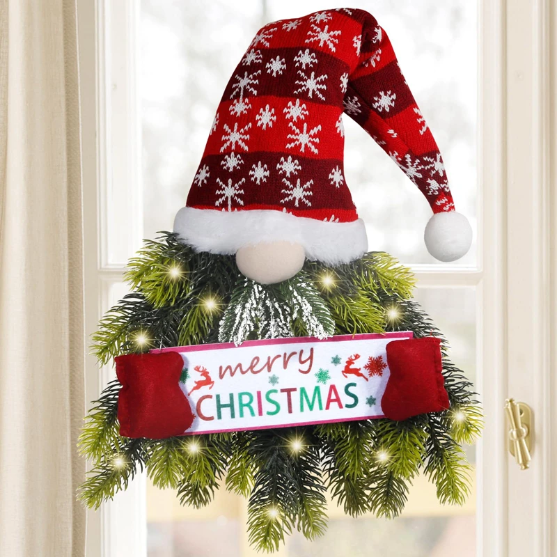 

Glowing Faceless Gnome Wreaths Crative Christmas Hanging Garland Ornament For Wall Door Window Fireplace Home Hotel