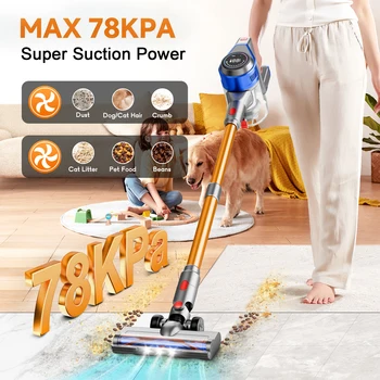 Honki 78KPA Cordless Vacuum Cleaner with LED High Power Strong Suction Wet and Dry Handheld Vacuum Cleaner for Pet Hair Carpet