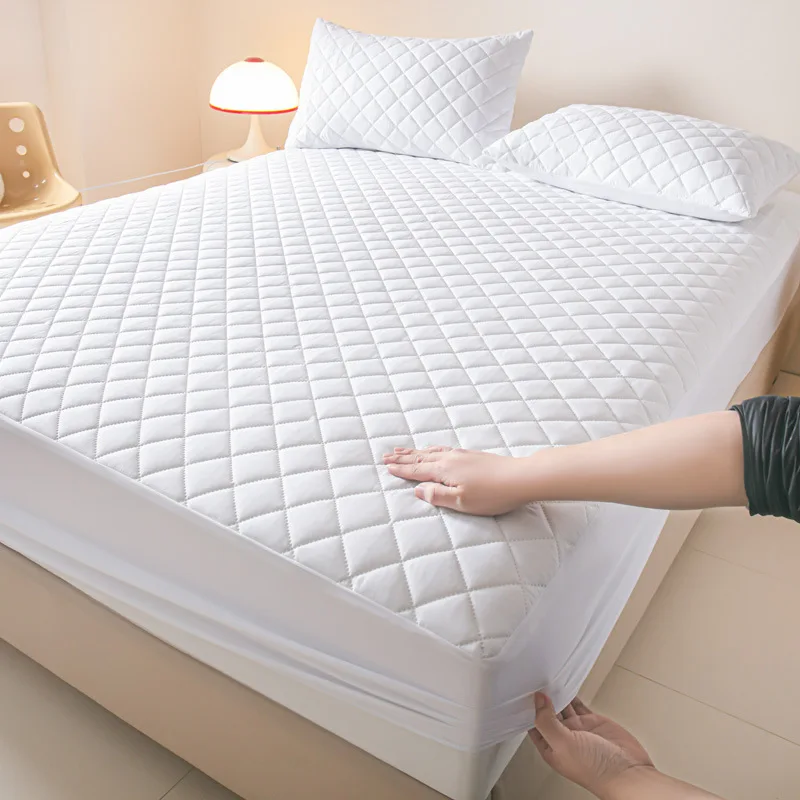 Waterproof Mattress Protector  Solid Color Breathable Mattress Cover  Soft and Comfortable Bedding   Small Square Pattern