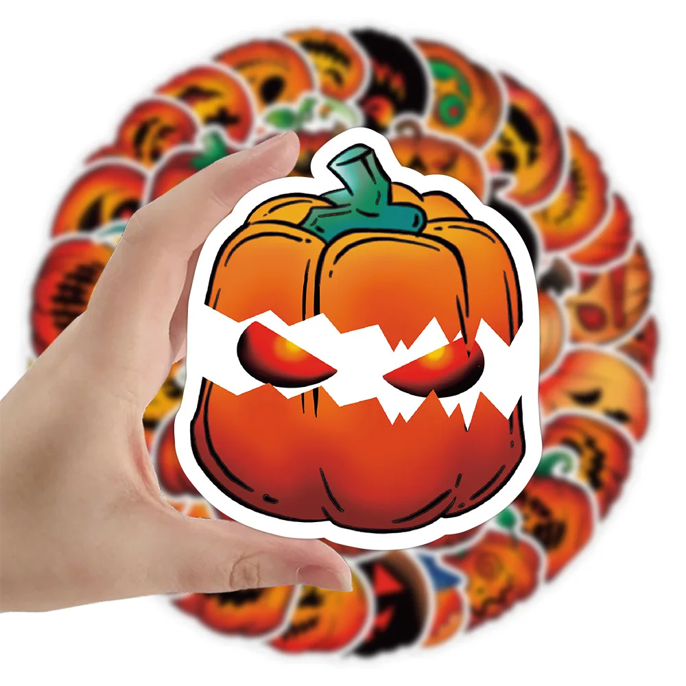

60 sheets Original Halloween Pumpkin Cartoon Graffiti Sticker Decoration Storage Box Suitcase Mobile Phone Shell Sticker