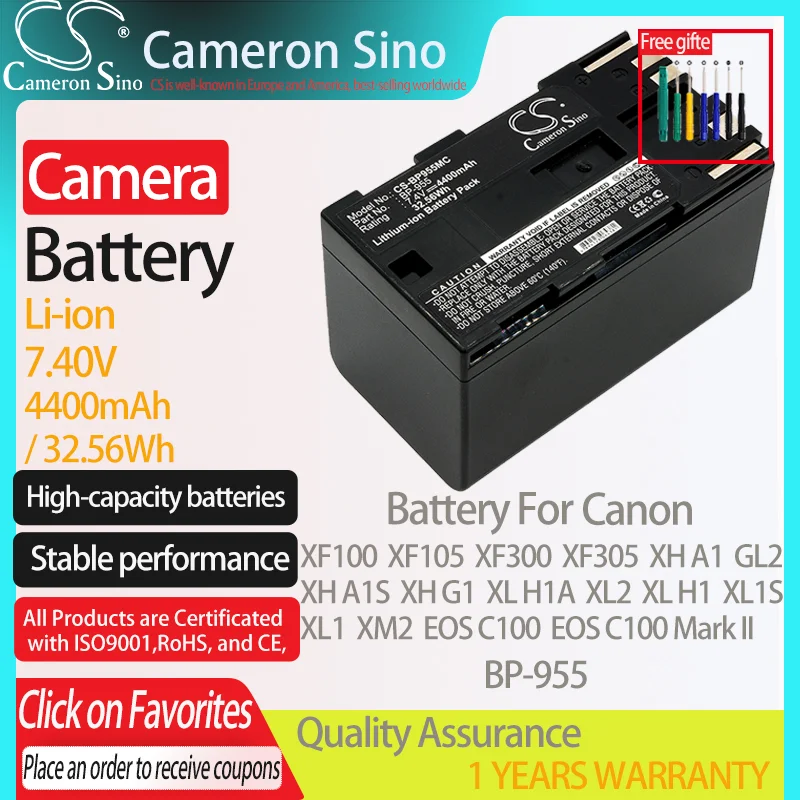 Аккумулятор для камеры Canon XF100 XF105 XF300 XF305 GL2 XH A1 A1S G1 XL2 XL H1A H1 подходит BP-955 |