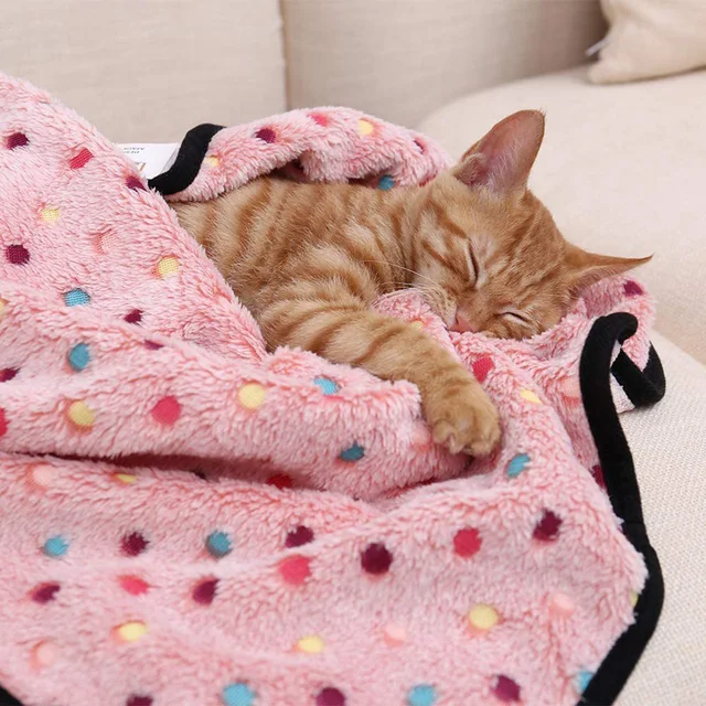 Soft Fluffy Pet Blanket Cute Dot Pattern Cozy Warm Blanket for Cat Dogs Bed Small Large Dogs Mat Cover Pet Supplies 4