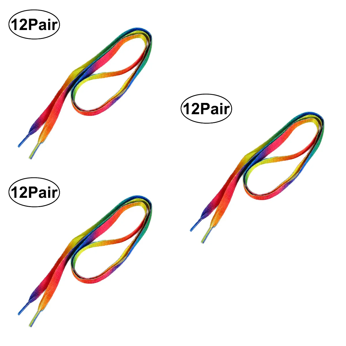 

36 Pairs Rainbow Shoelaces 09M Gradient Colorful Shoe Laces Flat Shoestring for Shoes Sneakers