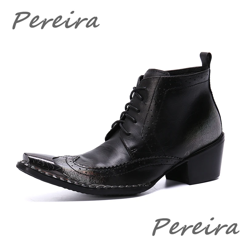 

Мужские ботинки челси с острым носком, металлические полуботинки, на шнуровке, высокий каблук, короткие сапоги ручной работы для свадьбы, вечеринки, банкета