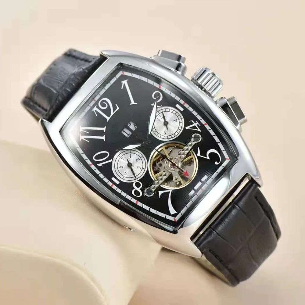 Luxury FM Men's Watch Tonneau Automatic Watch with FREE Shipping Multi-functional Luxury Gift Clock Mechanical Watch for men