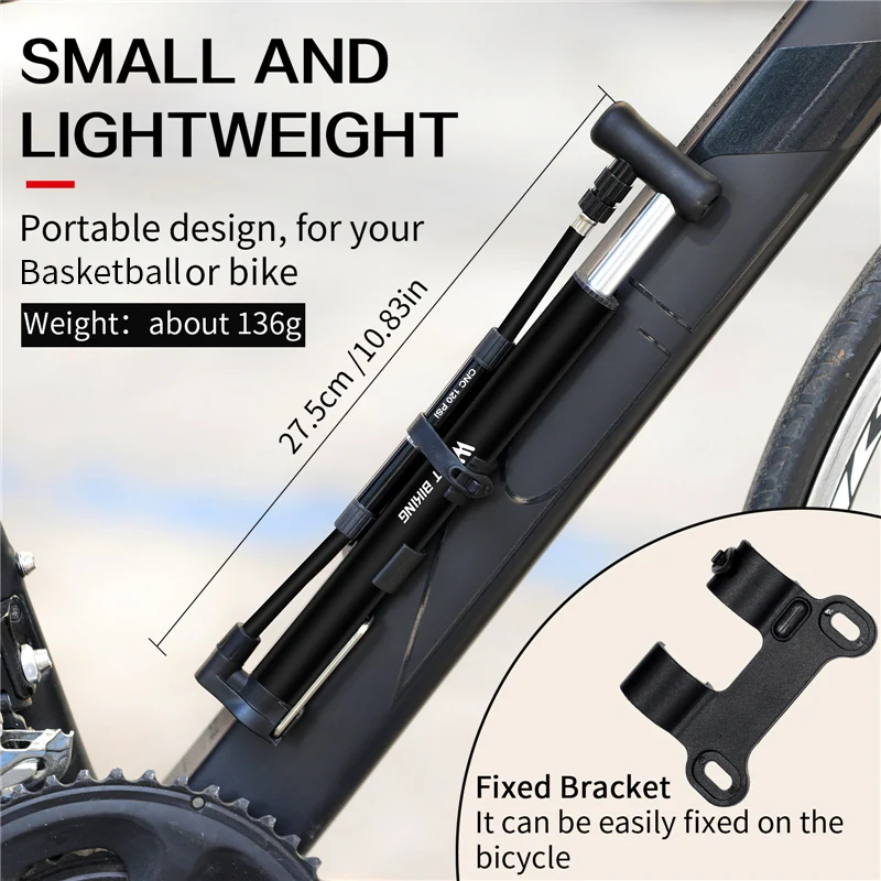 Minibike Frames Bicycle Pump Mini Bike Pump, Aluminum Alloy Cycle Pump For Presta Schrader Valve Portable Lightweight Bike Tyre Pump Saddle Bag