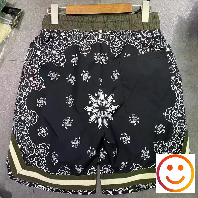 Cashew Flower Print Mesh Basketball Shorts Summer Loose Versatile Shortpant Men Women High Quality Drawstring Track Pant Paisley