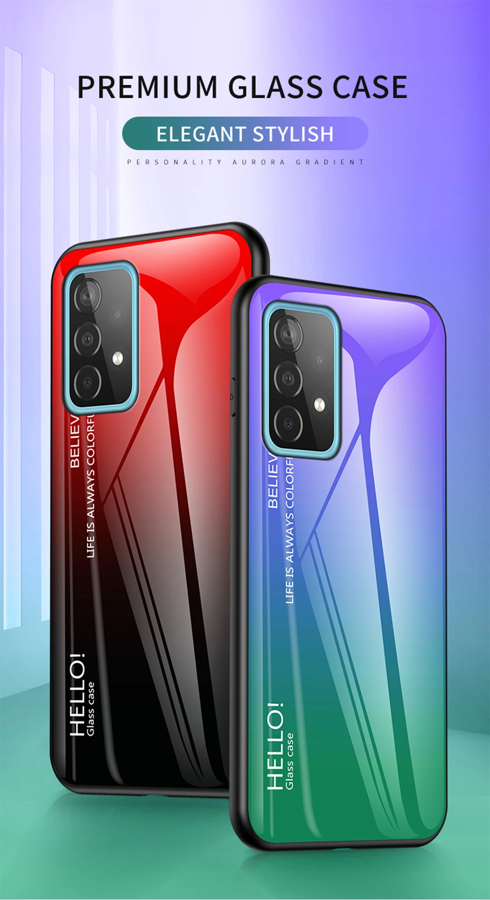 A73 A53 Cover DECLAREYAO Hartglas Coque für Samsung Galaxy A33 A03S A03 Core A03 Hülle Silikonrahmen Slim Tempered Gla_voghion.com