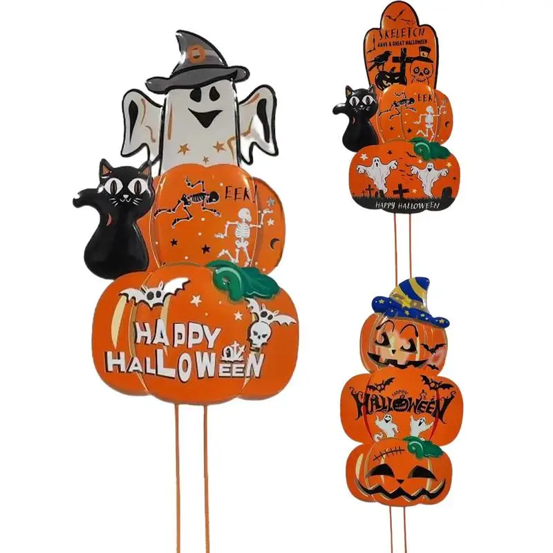 

Halloween Decoration Skull Stakes Creative Spooky Pathway Metal Sign For Yard Porch Lawn Pathway Garden Decor